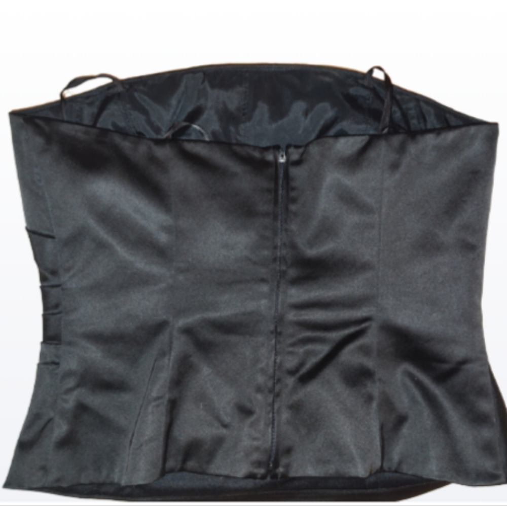 PAPELL BOUTIQUE Evening Women's Black Ruched Strapless Bustier Size 4 - Picture 3 of 7